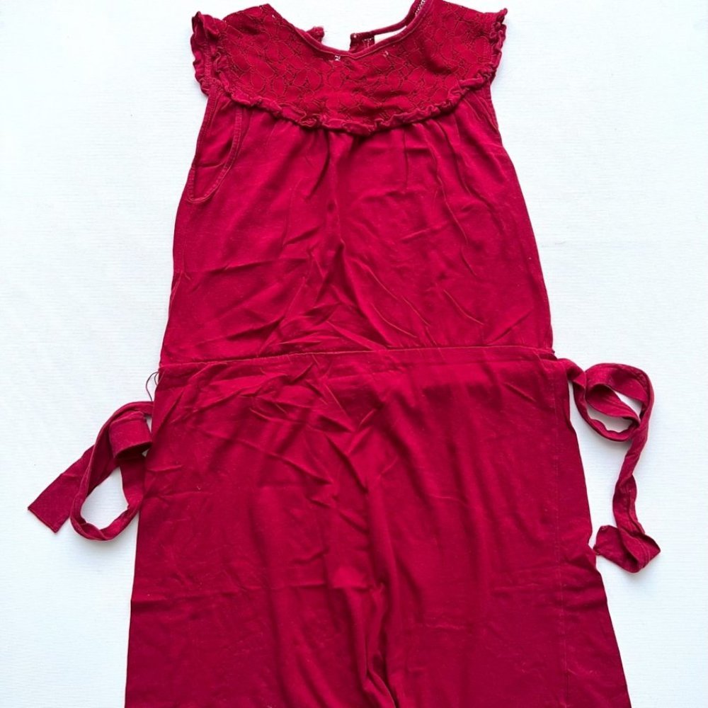 Energie  Red Belted Floral Lace Top ( S )